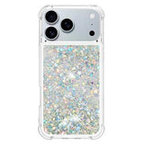 iPhone 17 Pro Max Glitter Quicksand TPU Cover - Sølvhjerter