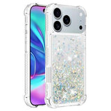 iPhone 17 Pro Max Glitter Quicksand TPU Cover - Sølvhjerter