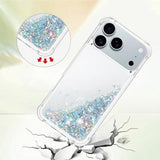 iPhone 17 Pro Max Glitter Quicksand TPU Cover - Sølvhjerter