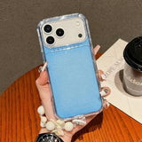 iPhone 17 Pro Max Glitter stødsikkert hybrid cover med håndledsrem - Blå