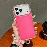 iPhone 17 Pro Max Glitter stødsikkert hybrid cover med håndledsrem - Hot Pink