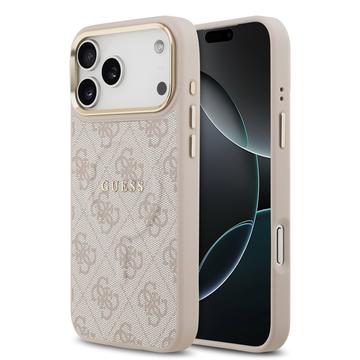 iPhone 17 Pro Max Guess 4G Gold Frame Cover - MagSafe-kompatibelt - lyserødt
