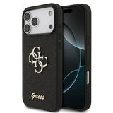 iPhone 17 Pro Max Guess Fixed Glitter 4G Metal Logo Cover - Sort