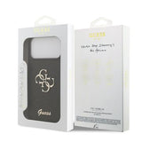 iPhone 17 Pro Max Guess Fixed Glitter 4G Metal Logo Cover - Sort