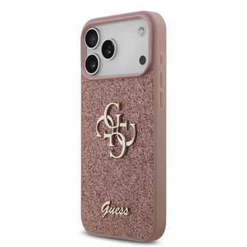 iPhone 17 Pro Max Guess Fixed Glitter 4G Metal Logo Cover - Pink