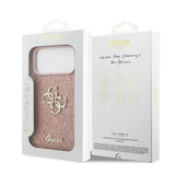 iPhone 17 Pro Max Guess Fixed Glitter 4G Metal Logo Cover - Pink