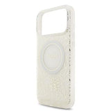 iPhone 17 Pro Max Guess IML Flowers Allover Electro Cover med Perlestrop - MagSafe-kompatibel - Hvid