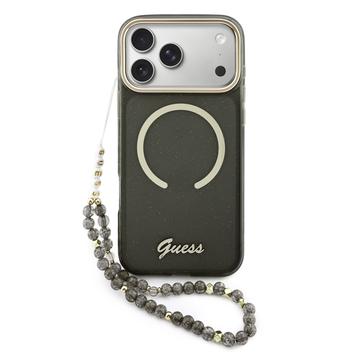 iPhone 17 Pro Max Guess IML Glitter Script Rem Cover - MagSafe-kompatibel - Sort