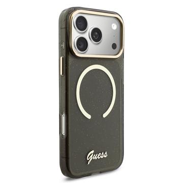 iPhone 17 Pro Max Guess IML Glitter Script Rem Cover - MagSafe-kompatibel - Sort