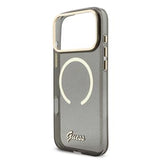 iPhone 17 Pro Max Guess IML Glitter Script Rem Cover - MagSafe-kompatibel - Sort