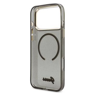 iPhone 17 Pro Max Guess IML Glitter Script Rem Cover - MagSafe-kompatibel - Sort