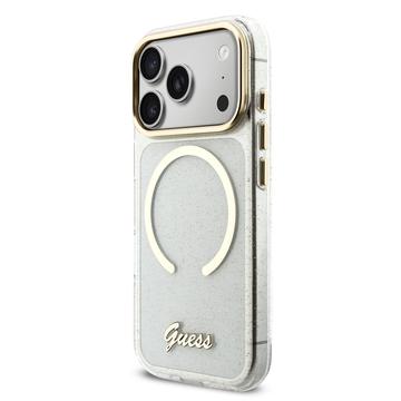 iPhone 17 Pro Max Guess IML Glitter Script Rem Cover - MagSafe-kompatibel - Gennemsigtig