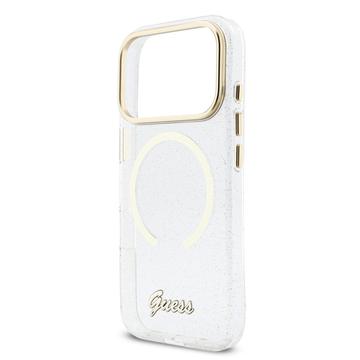 iPhone 17 Pro Max Guess IML Glitter Script Rem Cover - MagSafe-kompatibel - Gennemsigtig