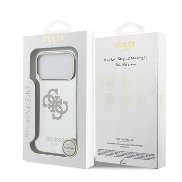 iPhone 17 Pro Max Guess Mirror 4G Glitter Logo Hybrid Cover - MagSafe-kompatibel - Guld