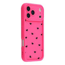 iPhone 17 Pro Max stødsikkert TPU-cover med hjertemønster og forhøjede kanter - Hot Pink