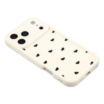 iPhone 17 Pro Max stødsikkert TPU-cover med hjertemønster og forhøjede kanter - hvid