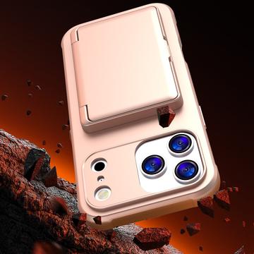iPhone 17 Pro Max Hybrid Cover med Spejl og Kortholder - Pink
