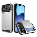 iPhone 17 Pro Max Hybrid Cover med Glidende Kortslot - Sølv