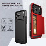 iPhone 17 Pro Max Hybrid Cover med Glidende Kortslot - Sølv