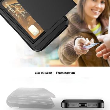 iPhone 17 Pro Max Hybrid Cover med Glidende Kortslot - Sølv