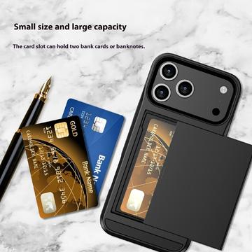 iPhone 17 Pro Max Hybrid Cover med Glidende Kortslot - Mørkeblå