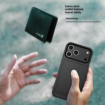 iPhone 17 Pro Max Hybrid Cover med Glidende Kortslot - Mørkeblå