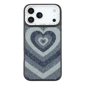 iPhone 17 Pro Max Jaucase magnetisk hybrid-cover med hjertemønster - sort