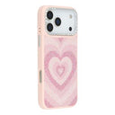 iPhone 17 Pro Max Jaucase magnetisk hybrid-etui med hjertemønster - pink