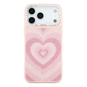 iPhone 17 Pro Max Jaucase magnetisk hybrid-etui med hjertemønster - pink