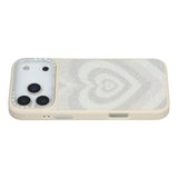 iPhone 17 Pro Max Jaucase magnetisk hybrid-cover med hjertemønster - hvid