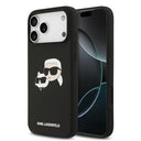 iPhone 17 Pro Max Karl Lagerfeld Double Heads MagSafe cover i flydende silikone - Sort