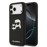iPhone 17 Pro Max Karl Lagerfeld Double Heads MagSafe cover i flydende silikone - Sort