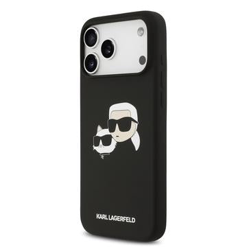 iPhone 17 Pro Max Karl Lagerfeld Double Heads MagSafe cover i flydende silikone - Sort