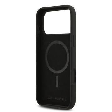 iPhone 17 Pro Max Karl Lagerfeld Double Heads MagSafe cover i flydende silikone - Sort
