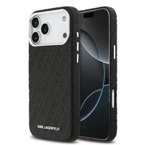 iPhone 17 Pro Max Karl Lagerfeld Grained Repeated Logo MagSafe Cover - Sort