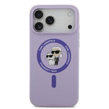 iPhone 17 Pro Max Karl Lagerfeld Karl and Choupette MagSafe Cover i flydende silikone - Lilla