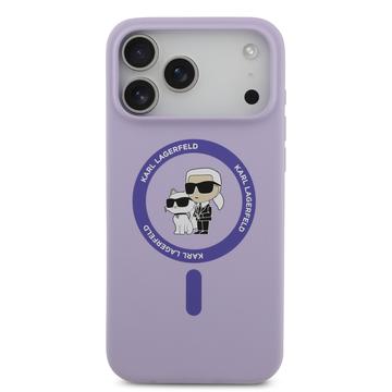 iPhone 17 Pro Max Karl Lagerfeld Karl and Choupette MagSafe Cover i flydende silikone - Lilla