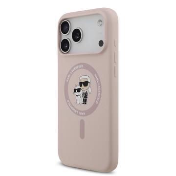 iPhone 17 Pro Max Karl Lagerfeld Karl and Choupette MagSafe Cover i flydende silikone - Pink