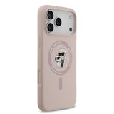 iPhone 17 Pro Max Karl Lagerfeld Karl and Choupette MagSafe Cover i flydende silikone - Pink