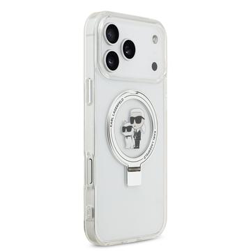 iPhone 17 Pro Max Karl Lagerfeld Ringstand Karl & Choupette Mag Case - Hvid