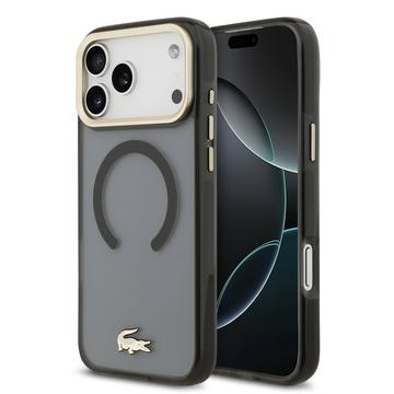 iPhone 17 Pro Max Lacoste Frosted Finish Gold Logo Hybrid Cover - MagSafe-kompatibel - Sort