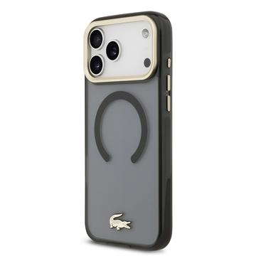 iPhone 17 Pro Max Lacoste Frosted Finish Gold Logo Hybrid Cover - MagSafe-kompatibel - Sort