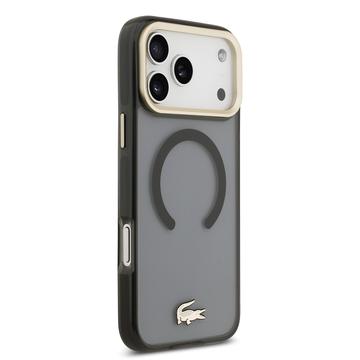 iPhone 17 Pro Max Lacoste Frosted Finish Gold Logo Hybrid Cover - MagSafe-kompatibel - Sort