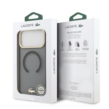 iPhone 17 Pro Max Lacoste Frosted Finish Gold Logo Hybrid Cover - MagSafe-kompatibel - Sort