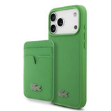 iPhone 17 Pro Max Lacoste Iconic Petit Pique MagSafe cover og magnetisk kortholder - Grøn