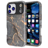 iPhone 17 Pro Max luksus marmor hybrid cover - sort / guld