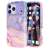 iPhone 17 Pro Max luksus marmor hybrid cover - blå / pink