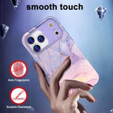 iPhone 17 Pro Max luksus marmor hybrid cover - blå / pink