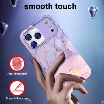 iPhone 17 Pro Max luksus marmor hybrid cover - blå / pink