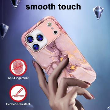 iPhone 17 Pro Max luksus marmor hybrid cover - lilla / guld